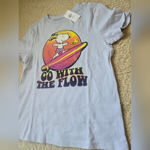 🌈NWT Snoopy GO WITH THE FLOW Kids Girls T-Shirt - Purple 5T Size 5